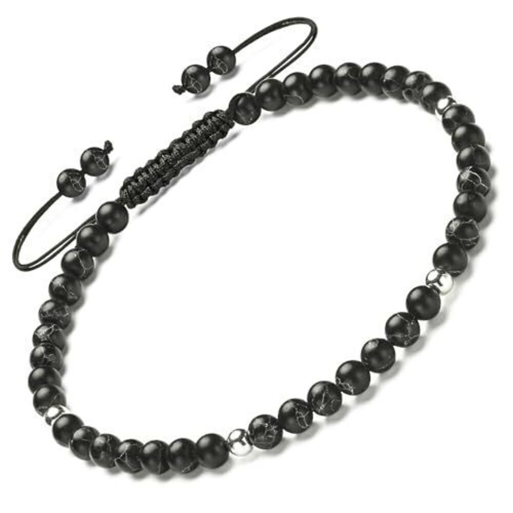 4437 Natural Gemstones Bracelet&925 Sterling Silver/18K Gold│4MM│ 7-9 in
